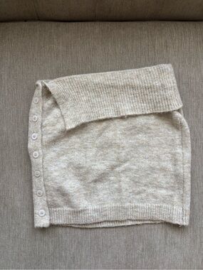 brand new! ruve cream beige button fold over knit stretchy bodycon mini skirt🧦